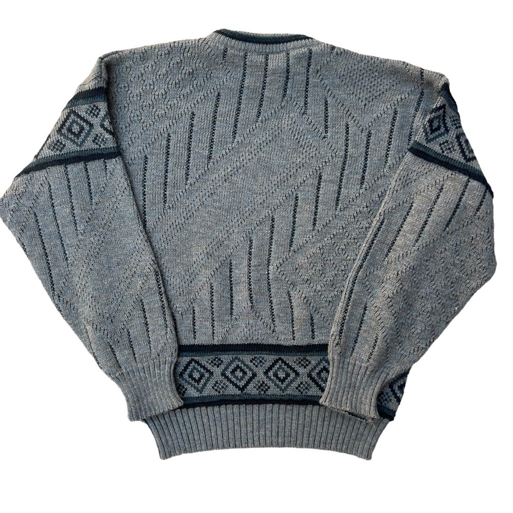 Vintage 90s - Chagall Paris - 3D Textured Grandpa Sweater - Grey - Large - Picture 5 of 7